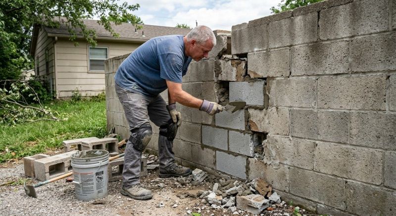 Cinder Block Wall Repair in Covington, GA