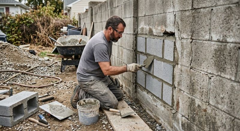 Cinder Block Wall Repair in Snellville, GA
