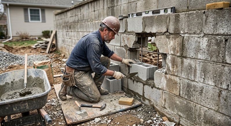 Cinder Block Wall Repair in Snellville, GA