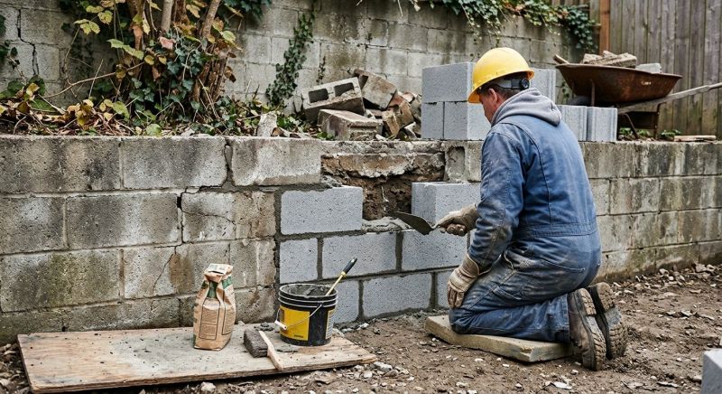 Concrete Block Wall Repair in Covington, GA