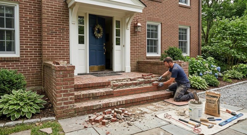 Entryway Brick Repair in Covington, GA