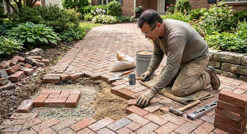 Entryway Brick Repair in Covington, GA